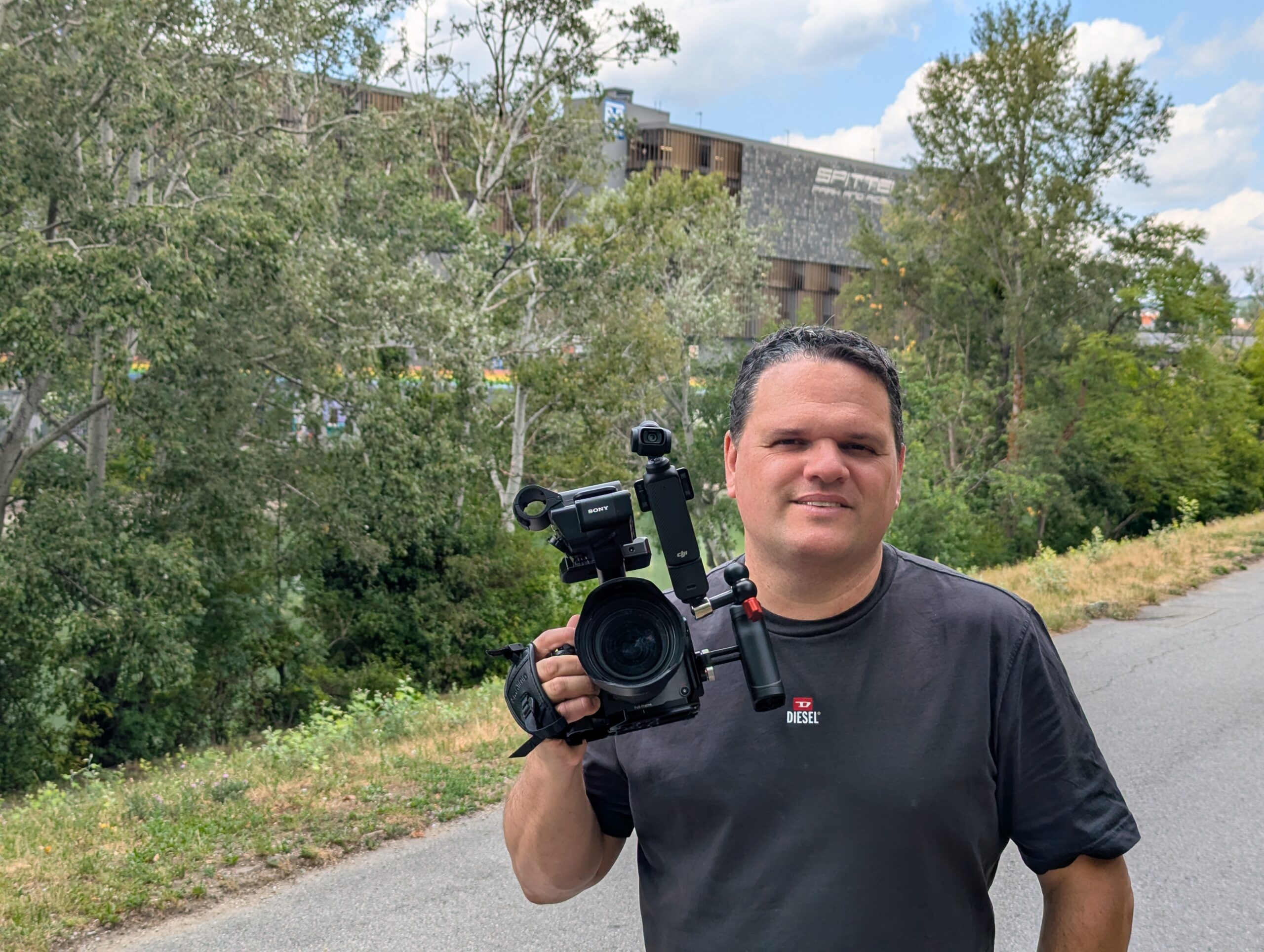 Video freelancer Martin Lohr at work with a gimbal camera in Vienna