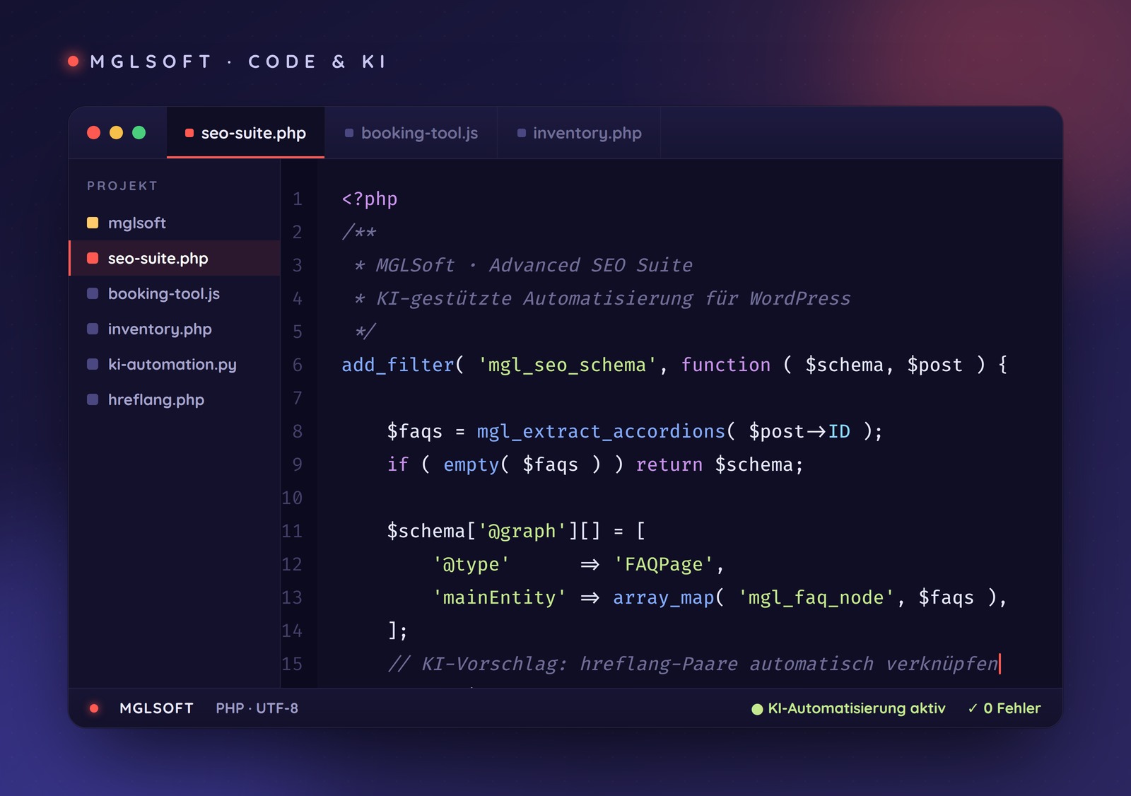 Code- & KI-Tools für WordPress — Softwareentwicklung von MGL Videoservices Wien